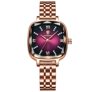 Reloj Dama Poedagar Oro rosa tablero vino tinto 100% Original