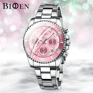 Reloj Biden Dama Joya plateado tablero Rosado 100% Original