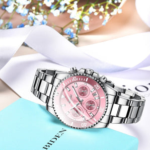 Reloj Biden Dama Joya plateado tablero Rosado 100% Original