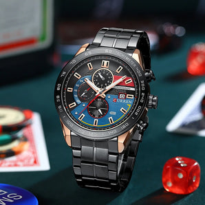 Reloj Curren Hombre Negro con oro rosa MT-10 100% Original