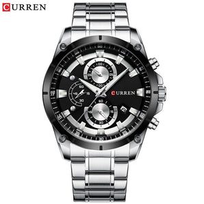 Reloj Curren Hombre Plateado Vecel Negro MT-06 100% Original