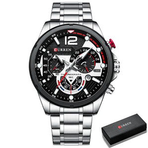 Reloj Curren Hombre Plateado Tablero negro MT-07 100% Original