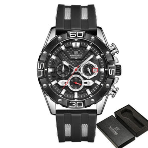 Reloj NaviForce Hombre Caja Plateada Pulso Goma 100% Original